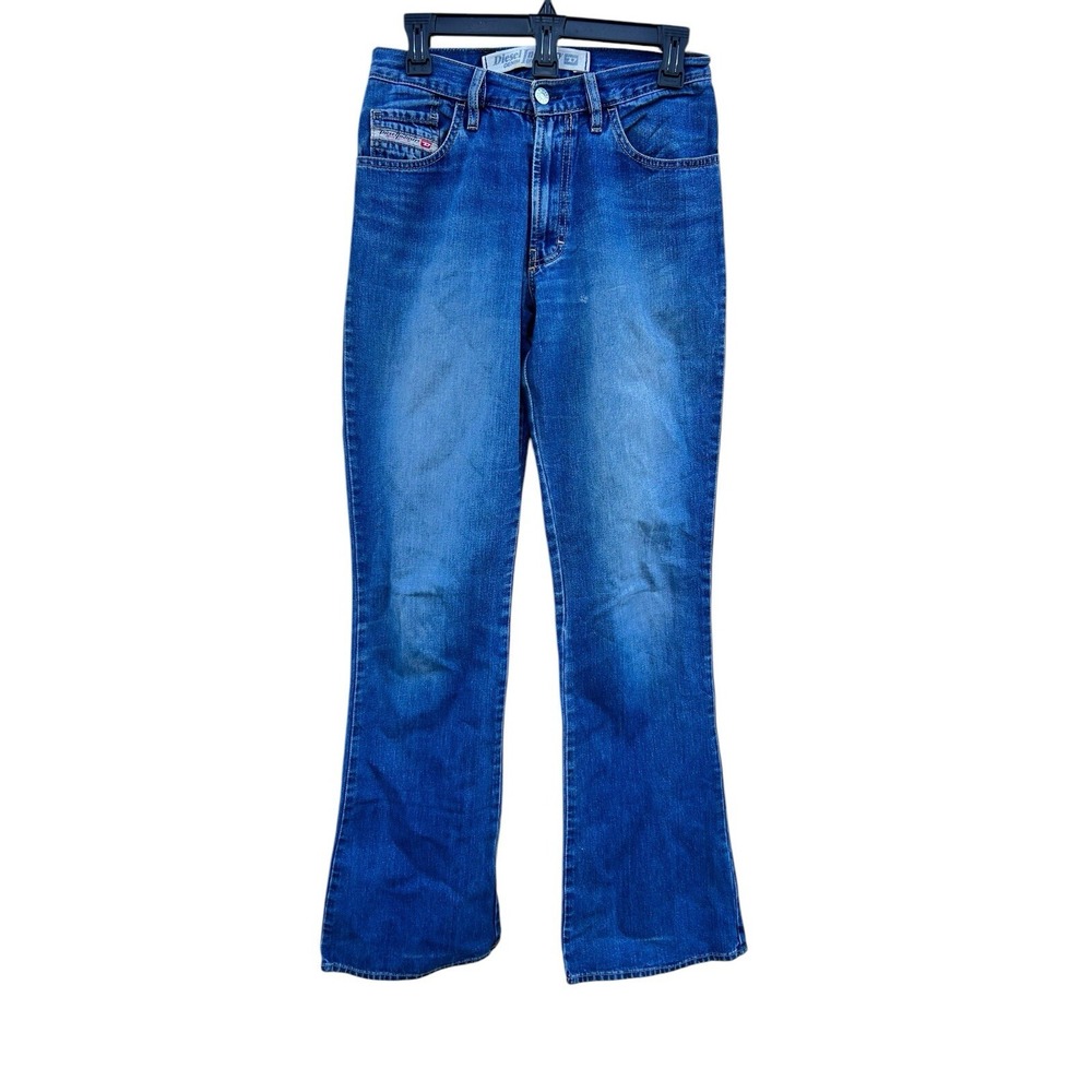 Diesel Women's Flare Leg Blue Jeans Size 28 Inseam 33 Denim Made In Italy